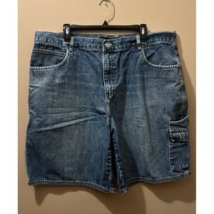 Faded Glory Loose Fit Denim Cargo Shorts Size 42W Big & Tall Dad 90s Grunge Work